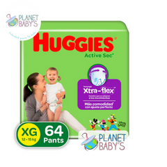 Pañales Huggies Active Sec Ajuste Perfecto Etapa 4/XG x 64 unidades