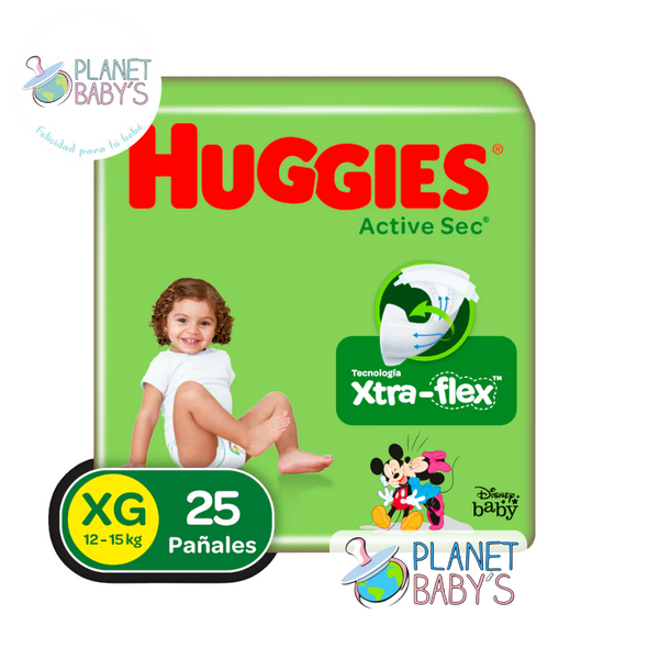 Pañales Huggies Active Sec Etapa 4/XG x 25 unidades