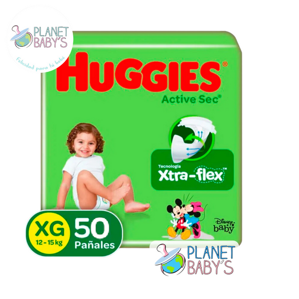 Pañales Huggies Active Sec Etapa 4/XG x 50 Unidades