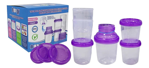 SET TAZAS DE ALMACENAMIENTO DE LECHE BOOGY X 6 PCS