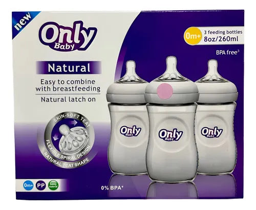 SET DE 3 TETEROS ONLY BABY 8 ONZAS 3 PCS