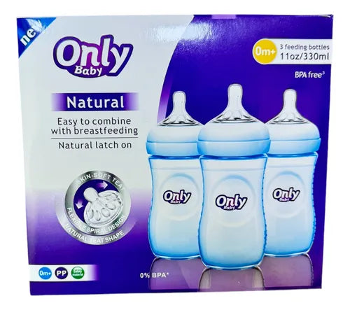 SET DE 3 TETEROS ONLY BABY 8 ONZAS 3 PCS