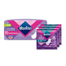 TOALLAS HIGIÉNICAS MATERNAS NOSOTRAS X 10 UNDS OFERTA LLEVA 3 NOCTURNAS