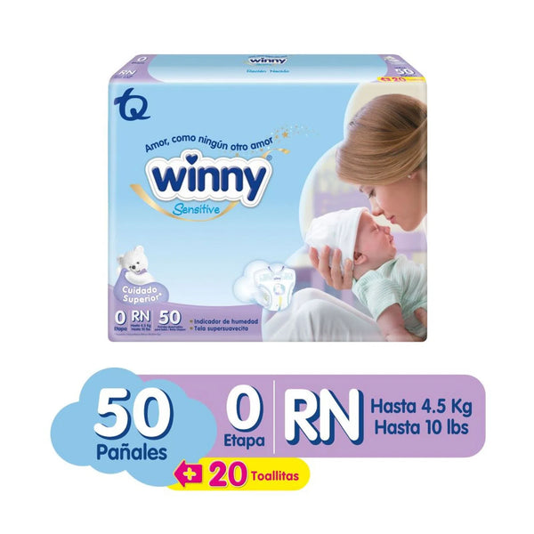 Pañales winny sensitive etapa 0 x 50 unidades